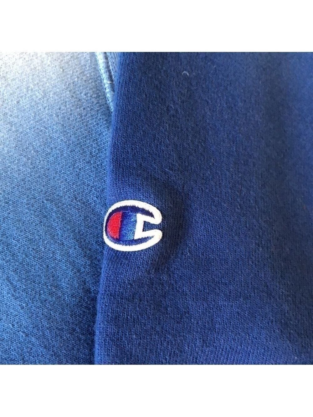 CHAMPION Reverse Weave Blue Dip Dye Script Ombre Crewneck Pullover Sweatshirt S - Picture 4 of 13